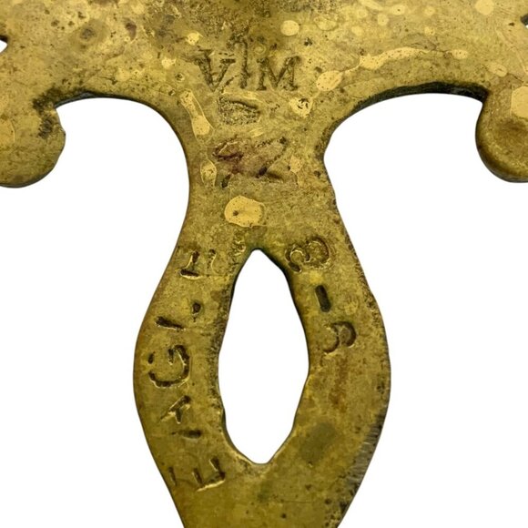 Vintage Virginia Metalcrafters Cast Brass Eagle Heart Trivet Patriotic - Picture 3 of 5